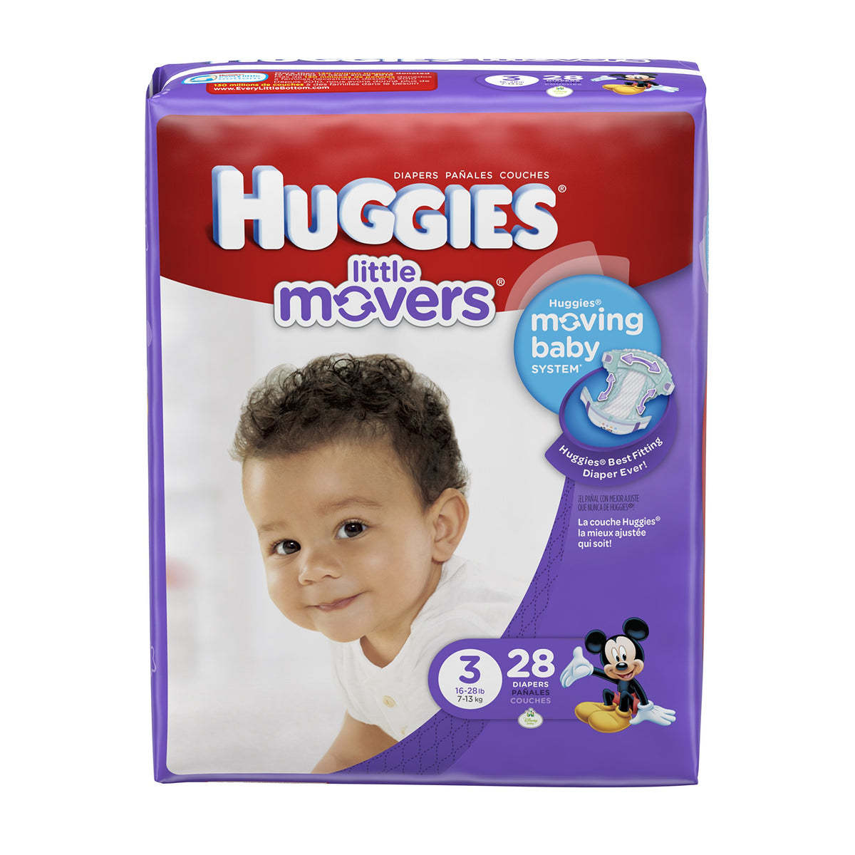 Little Movers Diapers - Size 3-28 ct by HUGGIES – Size 3, Cotton, White, Pack of 28, Model KC-843