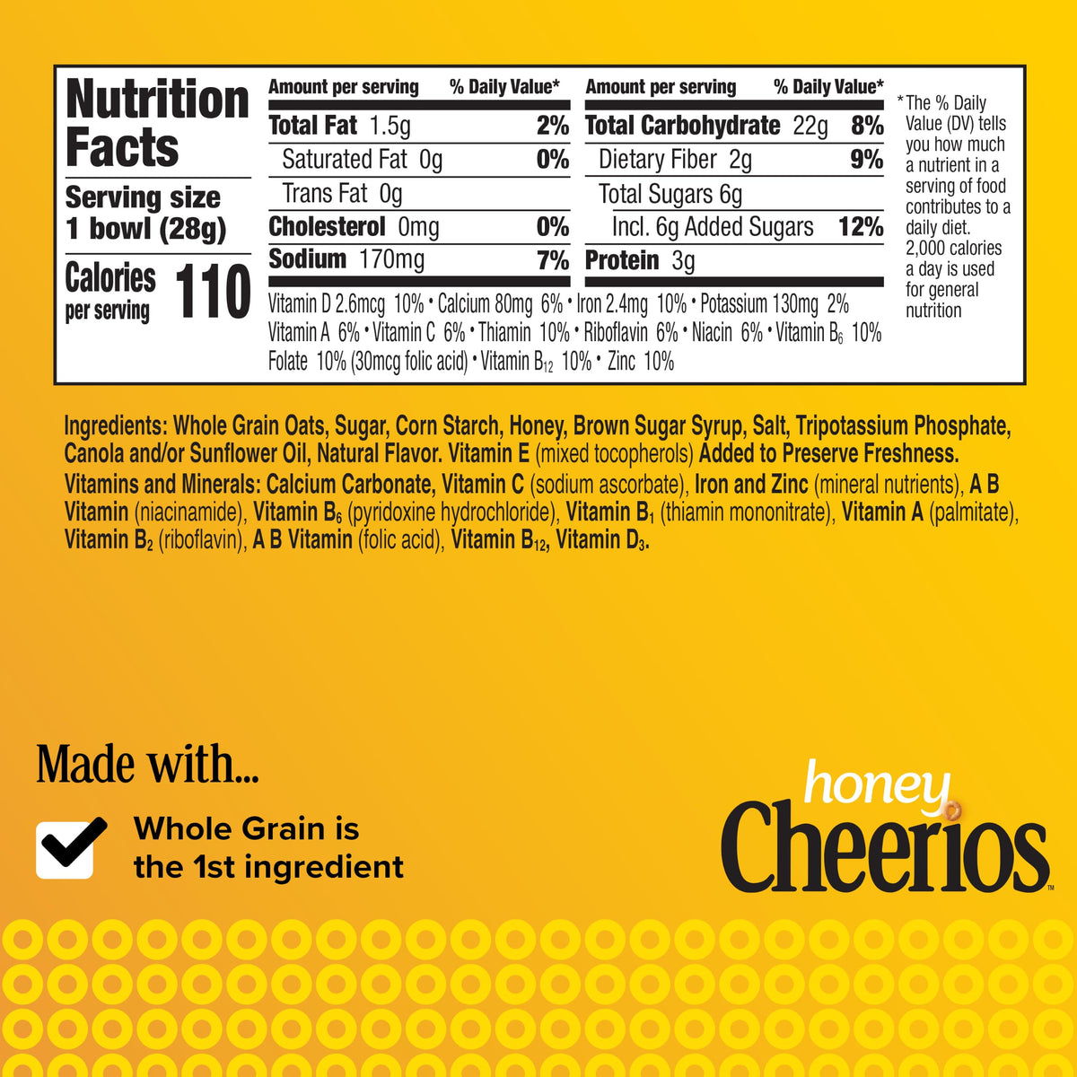 Cheerios Honey / 1 Ounce (Pack of 96) / 96 Breakfast Foods