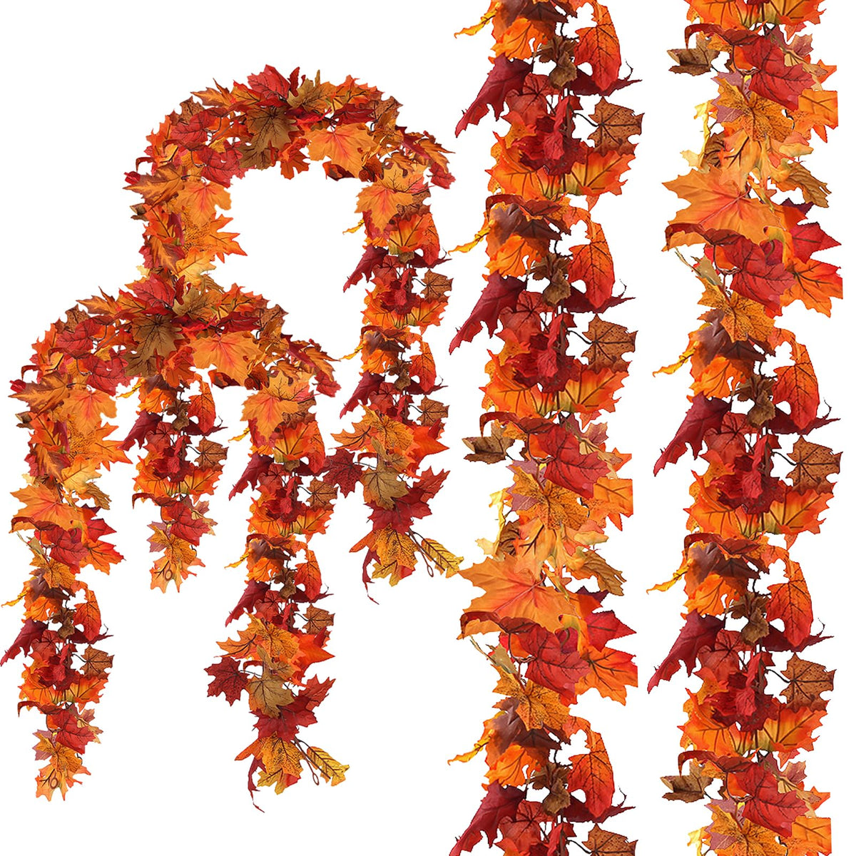 CQURE Fall Leaf Garland, Artificial Vines, 4 Pack 23.6 Ft Orange