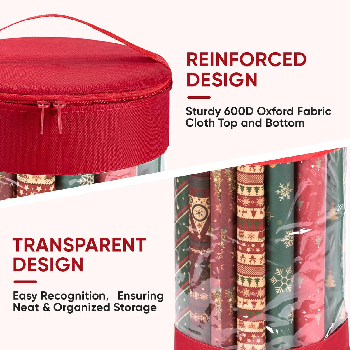 Baleine Wrapping Paper Storage Bag, Round 41 x 11 Inch, Golden