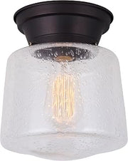 Canarm IFM623A08ORB LTD Mill 1 Light Flush Mount Oil Rubbed Bronze with Seeded Glass , Oil-rubbed Bronze