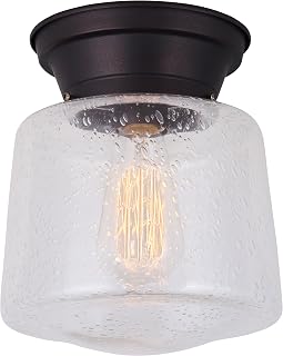 Canarm IFM623A08ORB LTD Mill 1 Light Flush Mount Oil Rubbed Bronze with Seeded Glass , Oil-rubbed Bronze