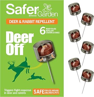 Safer Brand Deer-Off Repellent Stations, 6-Pack, Deer and Rabbit Repellent | 90-Day Coverage up to 192 Sq Ft, Animal Deterrent Stakes, Deer Repellent Devices, Weatherproof Stations, Dried Blood Formula