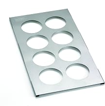 TableCraft T8, 8 Hole Squeeze Bottle Template, Stainless Steel, Fits 1/3 Size Food Pan, Holds Eight 2" Diameter Bottles, Attractive and Convenient Storage, Dishwasher Safe