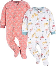 Gerber Baby Girls 2-Pack Flame Resistant Fleece Footed Pajamas