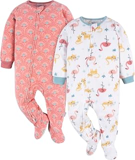 Gerber Baby Girls 2-Pack Flame Resistant Fleece Footed Pajamas