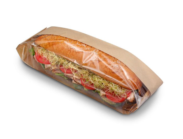 Bagcraft Papercon 300096 DublView Togo Deli Sandwich Bag, 16-1/2" Length x 4-1/4" Width x 2-3/4" Height, Natural (Case of 500)