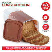 Bread Container (2 Pack) Bread Loaf Keeper by Stock Your Home – 13.5 x 5.2 x 5.2 inches, Plastic, White/Brown, Pack of 2, Model 3500