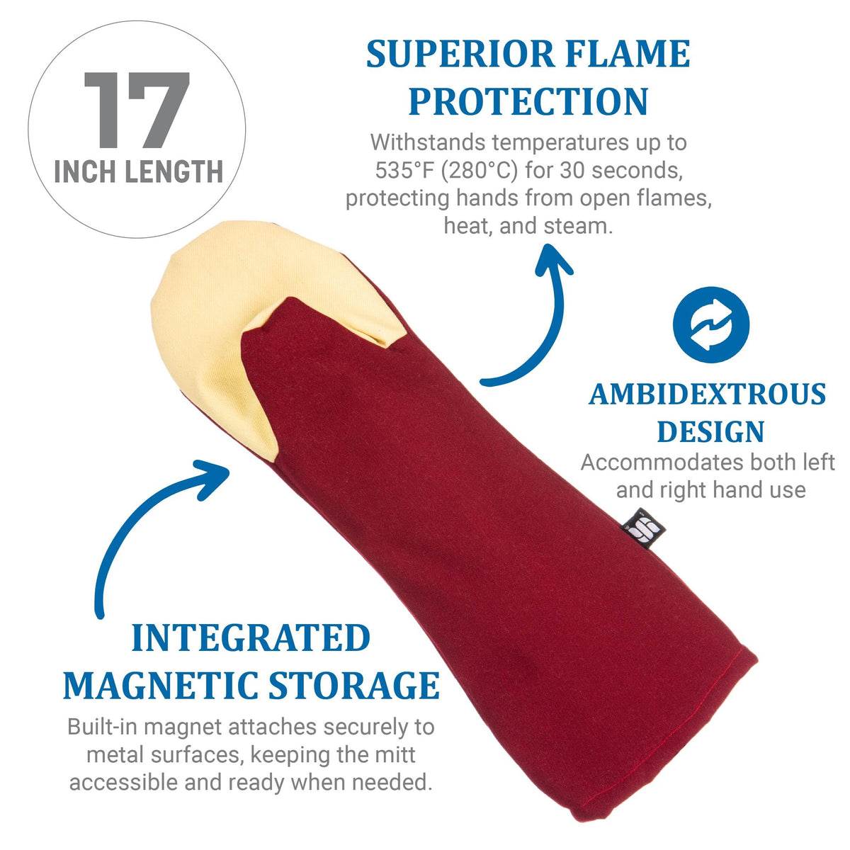 San Jamar 17" / Puppet / Red Oven Mitts