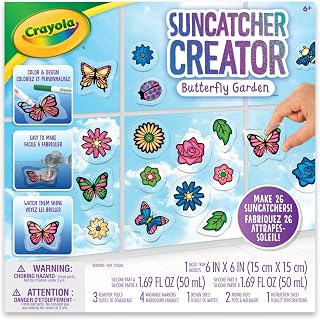Crayola Suncatcher Craft Kit for Kids, Butterflies, Ladybugs & Flowers, Gift for Girls & Boys, 6+