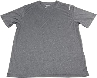 Reebok Mens Short Sleeve Regular Fit Sport Shirt, Dark Grey (Large)