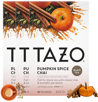 Chai Tea Pumpkin Spice 60 Bags (3 Pack) by TAZO – 20 Count (Pack of 3), Pack of 3, Model 1066916382