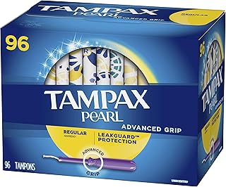 Tampax Pearl Advanced Grip Plastic Tampons Regular Unscented, 96 Count