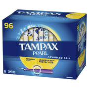Pearl Advanced Grip Plastic Tampons Regular Unscented by Tampax – 96 Count (Pack of 1), Plastic, Model Tampax Pearl Advanced Grip Regular Absor