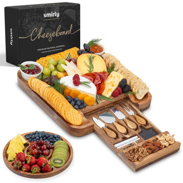 Smirly Acacia Charcuterie Board Set, Large with Serving Accessories