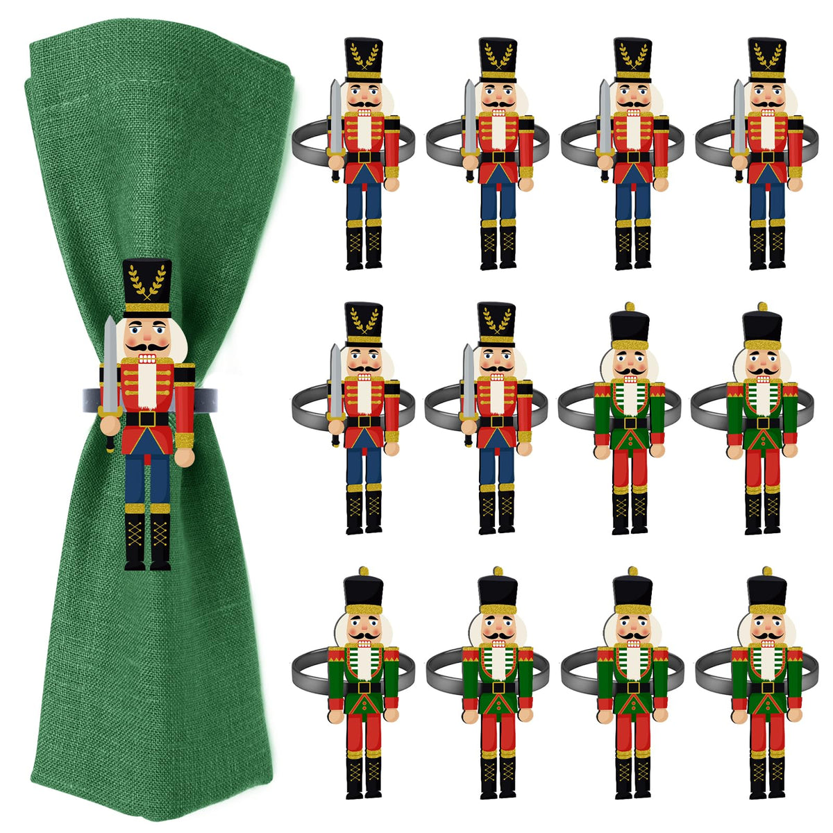 EYNDYN Nutcracker Napkin Rings, Set of 12, Black Metal