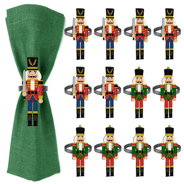 EYNDYN Nutcracker Napkin Rings, Set of 12, Black Metal