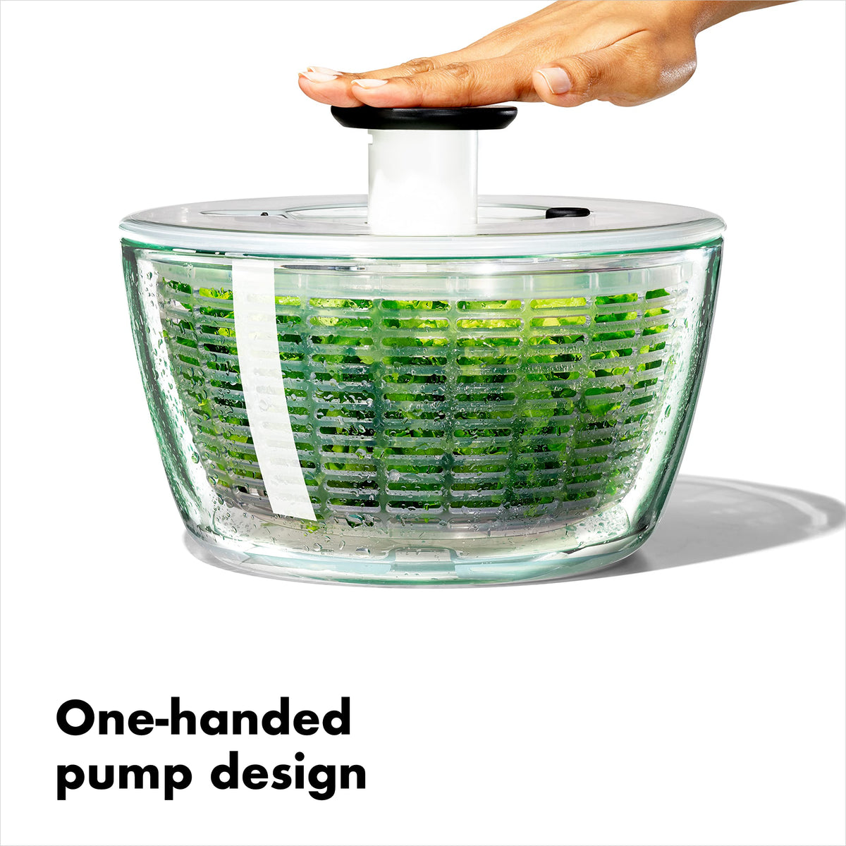 Good Grips Glass Salad Spinner (6.22 Quart) and OXO Good Grips GreenSaver Produce Keeper - Large (5 qt/4.7 L) – Clear