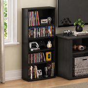 Jaya 4-Tier Multimedia Storage Tower by Furinno – 4-Shelf, Engineered Wood, Espresso, Model 17058