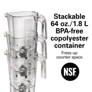 Hamilton Beach Commercial 64 Ounce / 2 Liter / HBH755R / Black/Clear Countertop Blenders
