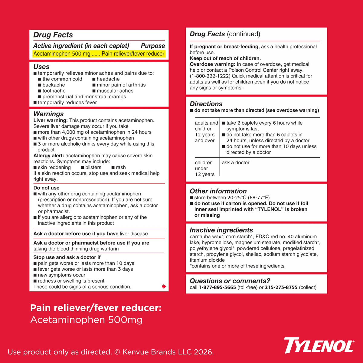 Extra Strength Caplets by Tylenol – 100 Count (Pack of 1), White, Model 340200