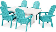 Polywood Vineyard Adirondack 7-Piece Nautical Trestle Dining Set (Aruba/White)