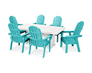 Vineyard Adirondack 7-Piece Nautical Trestle Dining Set (Aruba/White) by Polywood – Onesize, Plastic, Aruba / White