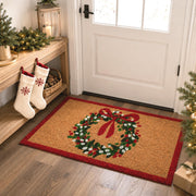 Willbond Christmas Coir Doormat, 28 x 16 Inches, Red Green Yellowish Brown