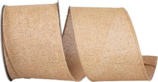 Reliant Ribbon Ribbon - Burlap Value Wired Edge, Natural, 4 Inch, 10 Yards