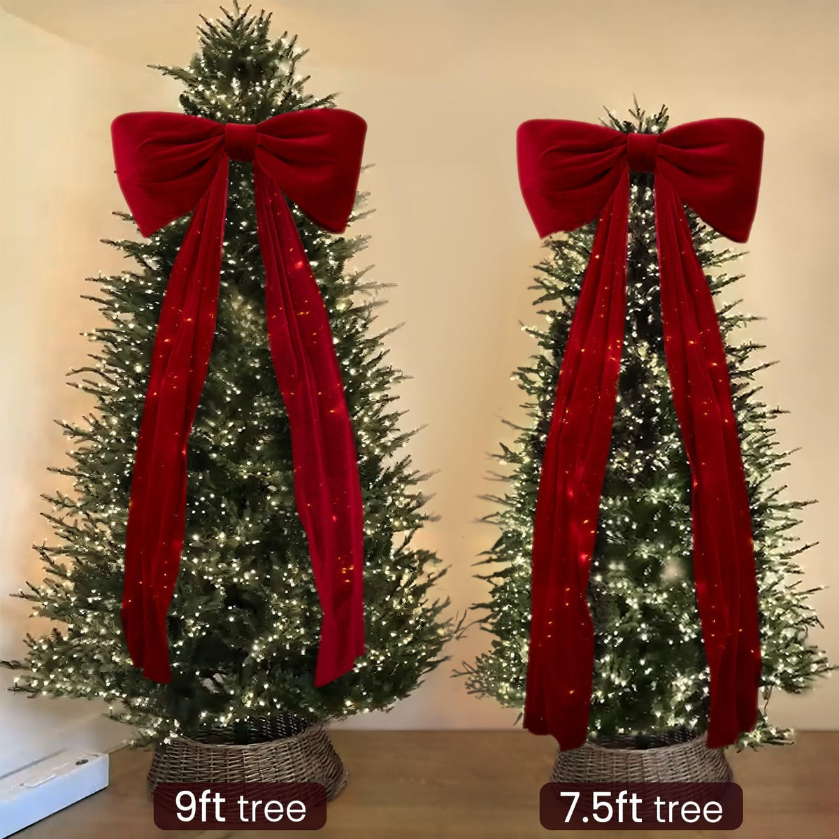 Oriental Cherry Giant Velvet Bow, 6 Feet Long, Red