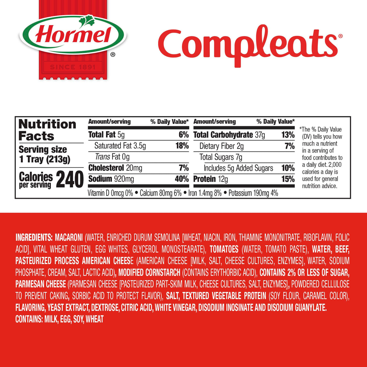 HORMEL COMPLEATS Beefy Mac / 7.5 Ounce (Pack of 7) / Microwave Meals Pasta & Noodle Dishes