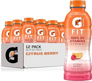 Gatorade Fit Electrolyte Beverage, Healthy Real Hydration, Citrus Berry, 16.9.oz Bottles (12 Pack)
