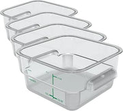 Carlisle FoodService Products Squares Square Food Storage Container with Stackable Design for Catering, Buffets, Restaurants, Polycarbonate (Pc), 2 Quarts, Clear (Pack of 4)