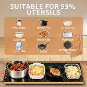 Wanish Electric Warming Tray, Tempered Glass Surface, 32 x 12 Inch, Black