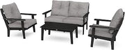 Polywood Lakeside Deep Seating Set, Black/Grey Mist