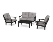 ® Lakeside Deep Seating Set by Polywood – Onesize, High Density Polyethylene, Black / Grey Mist, Pack of 4, Model PWS520-2-BL145980