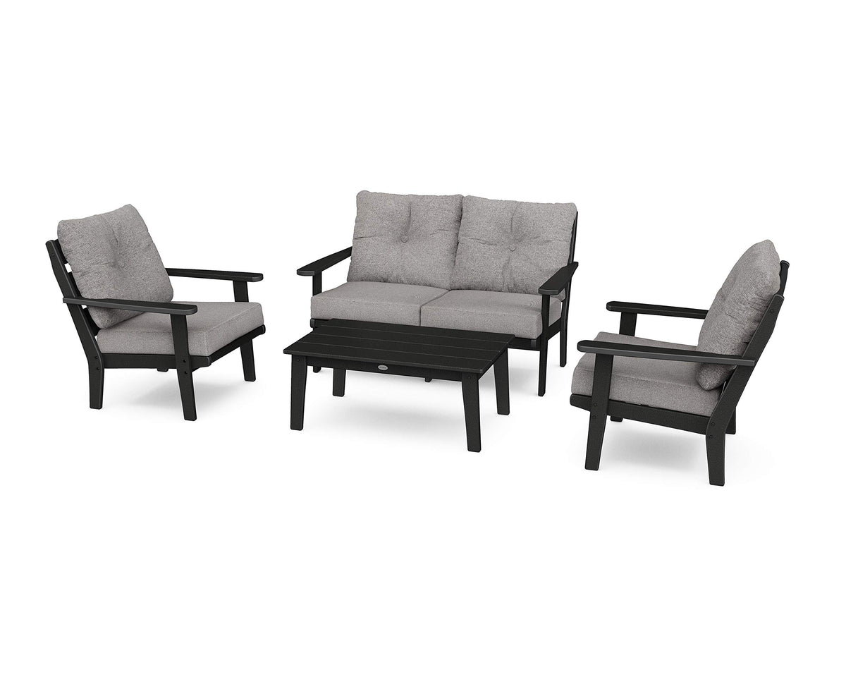 ® Lakeside Deep Seating Set by Polywood – Onesize, High Density Polyethylene, Black / Grey Mist, Pack of 4, Model PWS520-2-BL145980