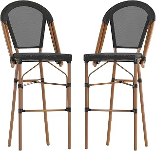 Flash Furniture 30 in Indoor/Outdoor Barstool, Black, 2-Pack | Commercial Grade, Stackable, Indoor/Outdoor Use