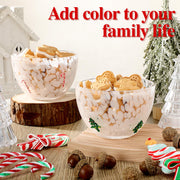 FoldTier Glass Candy Bowls, 14 Ounces, Set of 2, Christmas Tree and Candy Cane
