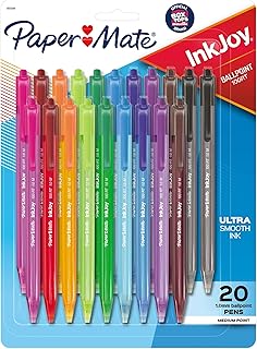 Paper Mate InkJoy 100RT Retractable Ballpoint Pens, Medium Point (1.0mm), 20 Count - Teacher Essentials, Colorful Office Supplies, Note-Taking, Back to School