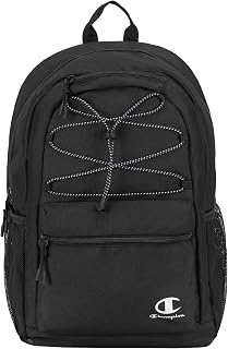 Champion Kids' Bungee Backpack with Padded Straps, Water Bottle Pocket, Carry Handle for Daily Use, Black, One Size