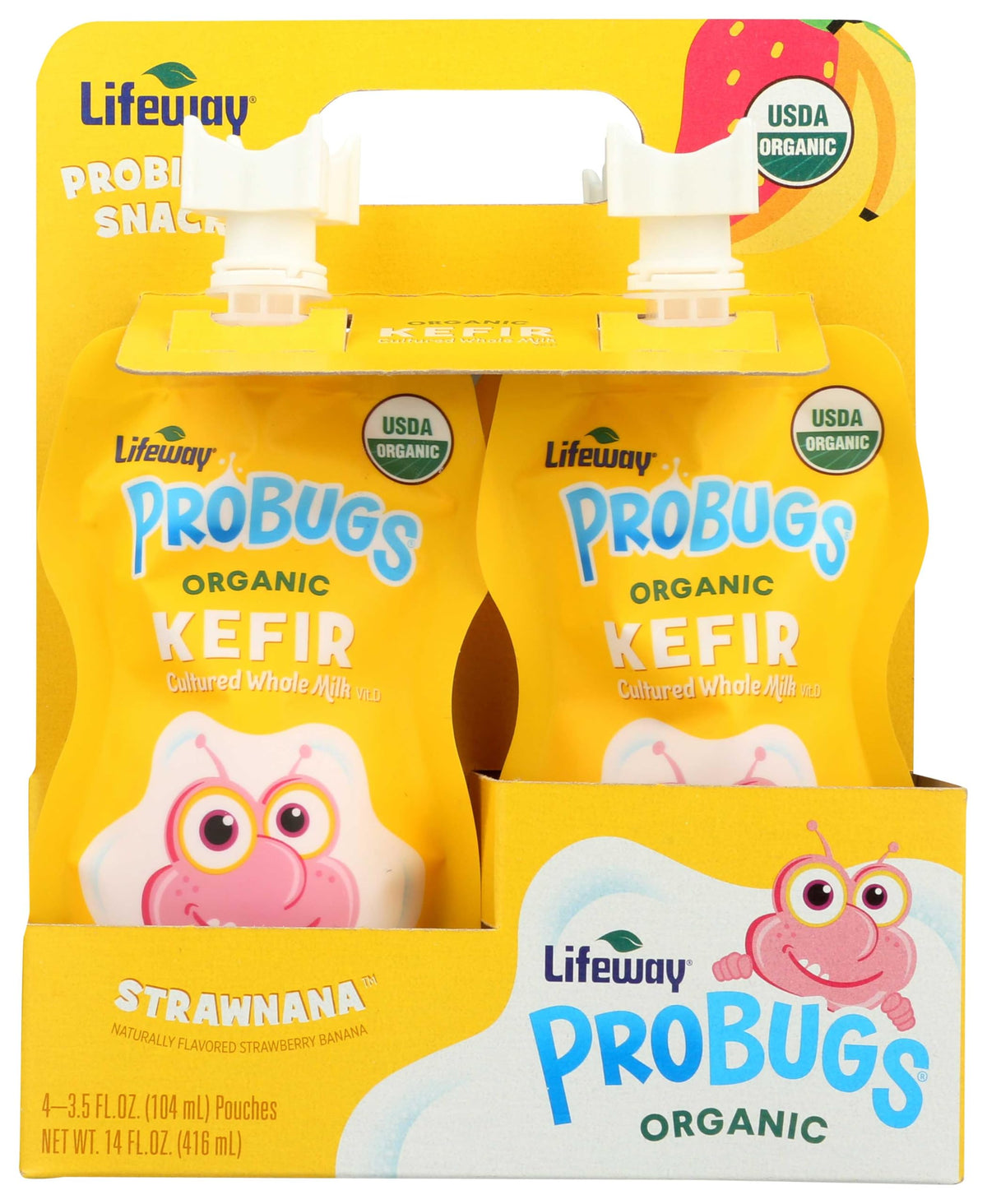 Lifeway Strawnana Organic Probugs Whole Milk Kefir by Lifeway Kefir – 3.5 Fluid Ounce
