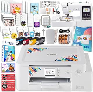 Brother SP-1 Sublimation Printer Bundle with SE700, Full Ink Set, 160 Sublimation Transfer Sheets, 50 Blanks, Tape and More