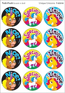 Trend Enterprises T-83318 Unique Unicorns/Tutti Frutti Stinky Stickers, 48 Count, 1.25", Multicolor