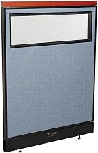 Global Industrial 36-1/4"W x 47-1/2"H Deluxe Electric Office Partition Panel with Partial Window, Blue
