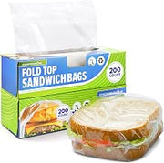 Stock Your Home 400 Count Clear Fold Top Sandwich Bags, Bulk Disposable Plastic Bags with Fold Over Closure for Restaurants, Caterers, and Home Food Storage
