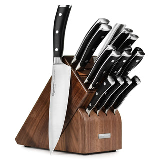 Wusthof 16 Piece Knife Set with Walnut Block by Wüsthof – 16 Piece, Stainless,Stainless Steel,Steel, 16 Piece (Walnut), Pack of 16, Model Classic Ikon