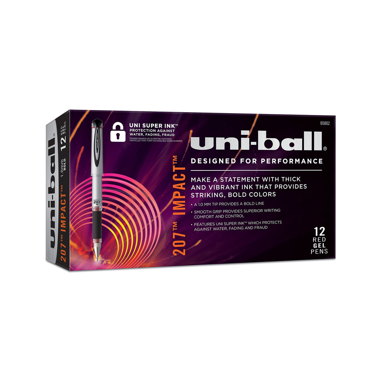 Signo 207 Impact Gel Pen by Uni-Ball – 12 count (Pack of 2), Plastic, Red, Model 65802