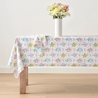 Lenox Bouquet Ribbon Tablecloth, Multicolor, 60" W x 84" L