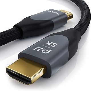 CSL - 8k HDMI Cable 2.1 – 10 ft - Ultra High Speed 8k @ 60Hz 4k @ 120Hz with DSC– Nylon Braiding - Ultra HD II - HDMI 2.1 2.0a, b - 3D - Highspeed Ethernet - HDR - ARC - for Blu Ray PS4 PS5 Xbox